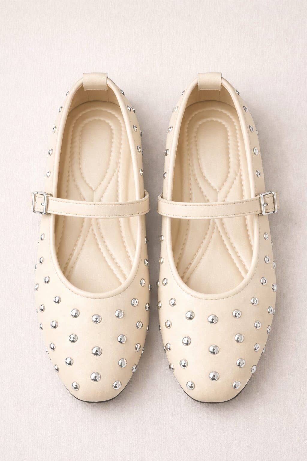 Kadın Bantlı Zımbalı Rahat Şık Babet KREM - 41