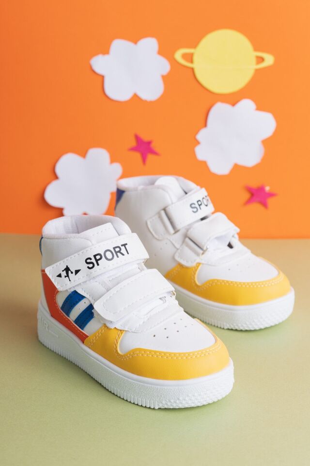 Kids Unisex Jordan Kışlık Mevsimlik Cilt Boğazlı Spor Bot Ayakkabı BEYAZ-MAVİ - 27