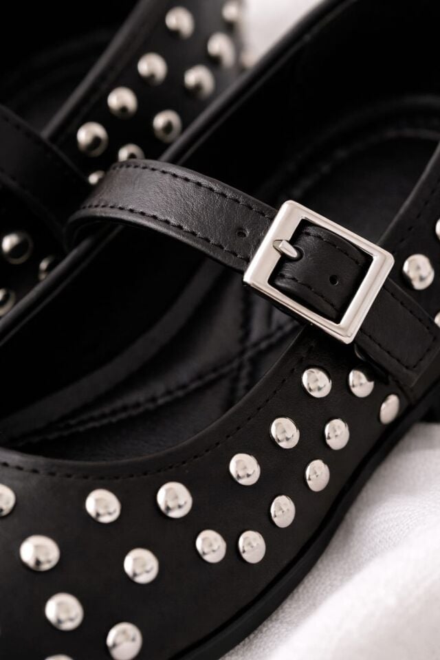 Kadın Bantlı Zımbalı Rahat Şık Babet SİYAH - 41