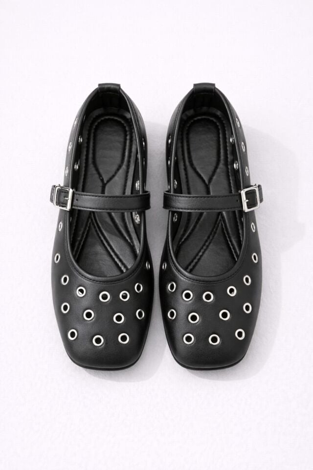 Kadın Rahat Taban Kuşgözü Detaylı Bantlı Günlük Babet Ofis Ayakkabı