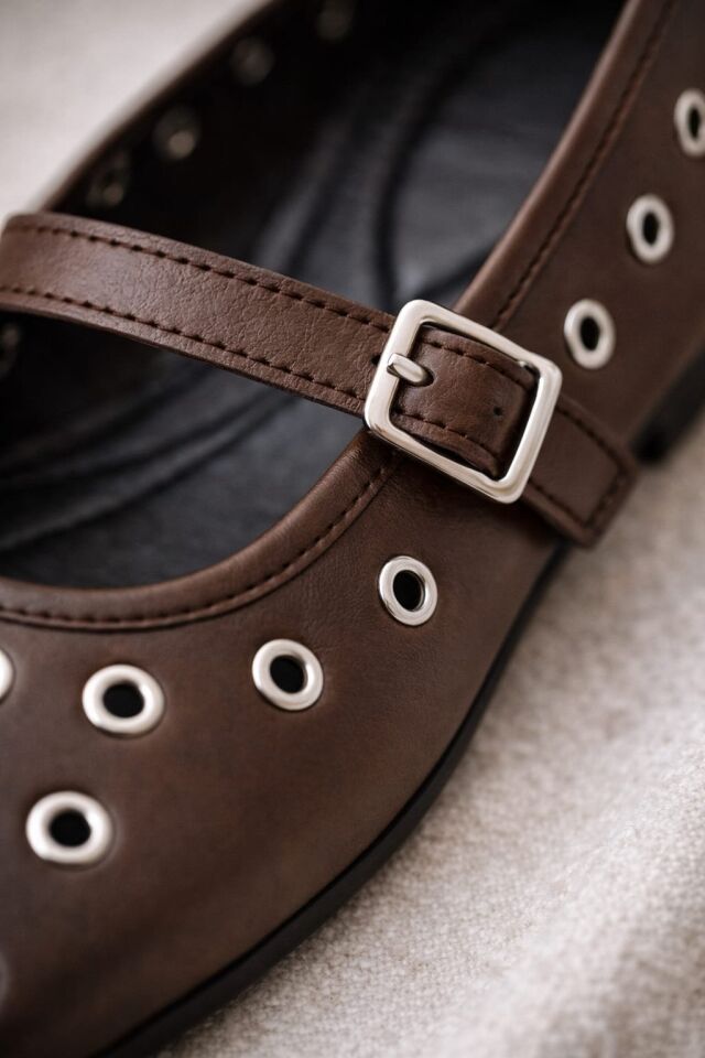 Kadın Rahat Taban Kuşgözü Detaylı Bantlı Günlük Babet Ofis Ayakkabı KAHVERENGİ - 41