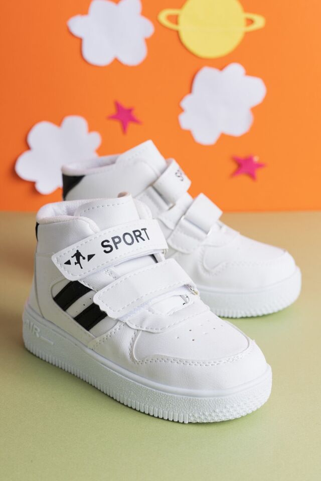 Kids Unisex Jordan Kışlık Mevsimlik Cilt Boğazlı Spor Bot Ayakkabı BEYAZ-SİYAH - 28