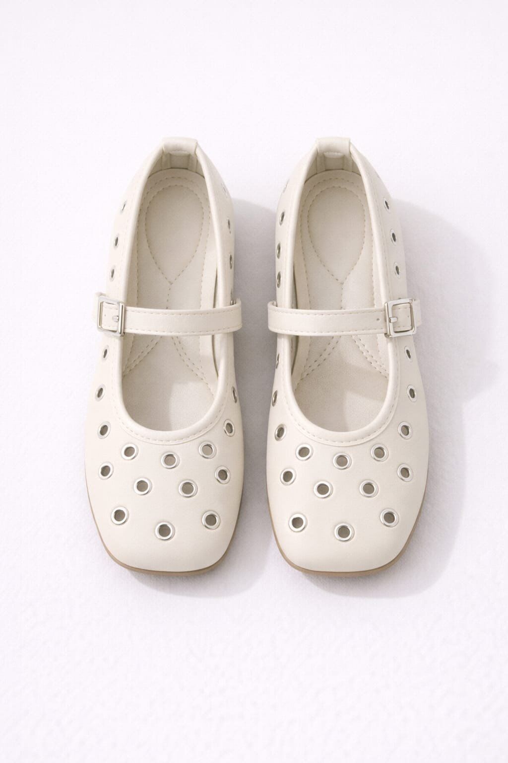 Kadın Rahat Taban Kuşgözü Detaylı Bantlı Günlük Babet Ofis Ayakkabı KREM - 41