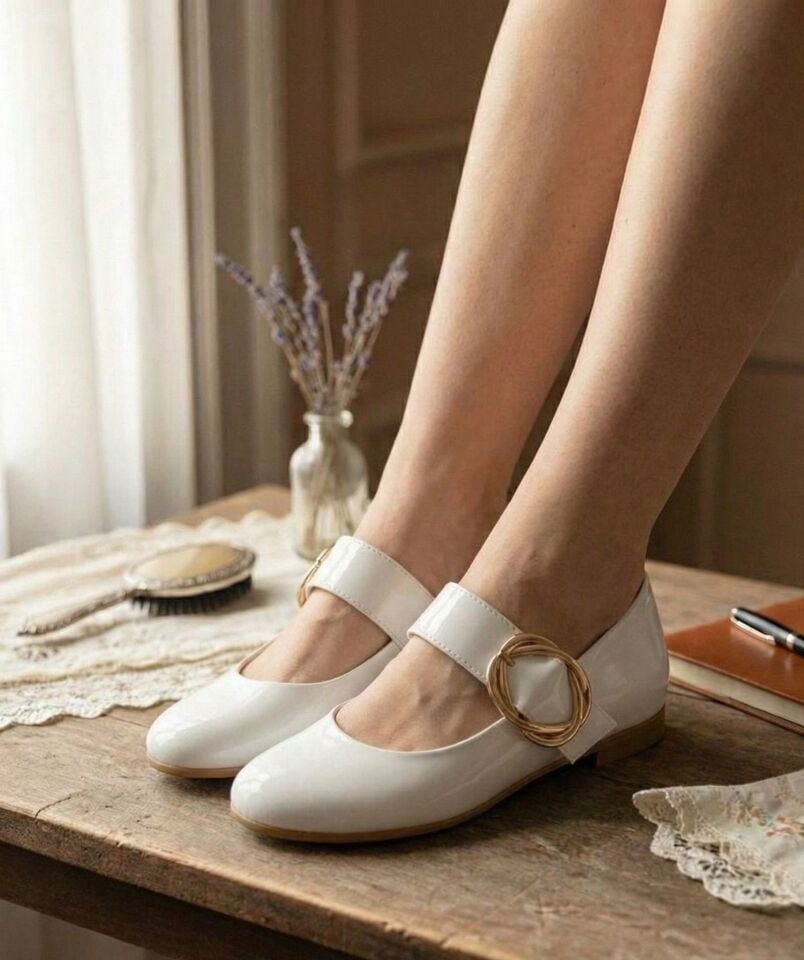 Kadın Günlük Rahat Babet Kalın Kemerli Kadın Babet RUGAN BEYAZ - 37