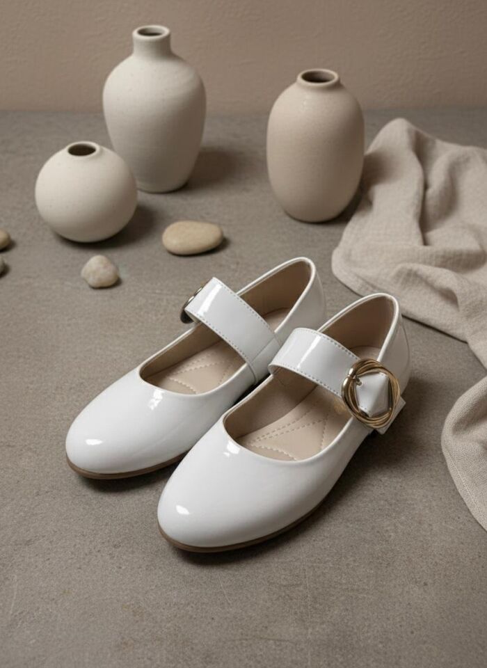 Kadın Günlük Rahat Babet Kalın Kemerli Kadın Babet RUGAN BEYAZ - 38