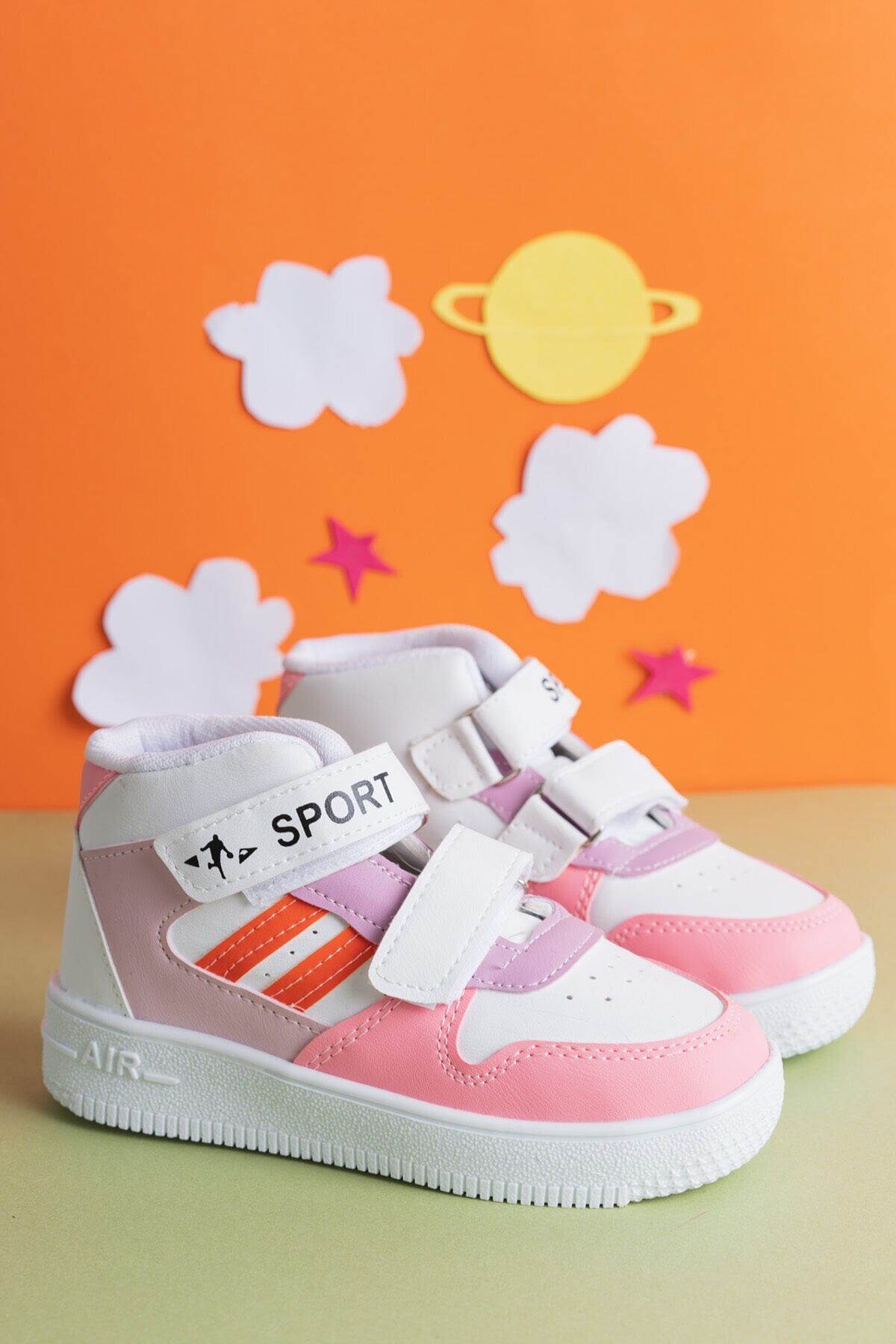 Kids Unisex Jordan Kışlık Mevsimlik Cilt Boğazlı Spor Bot Ayakkabı BEYAZ-PUDRA - 26