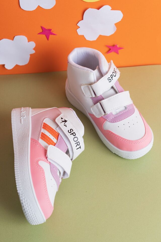 Kids Unisex Jordan Kışlık Mevsimlik Cilt Boğazlı Spor Bot Ayakkabı BEYAZ-PUDRA - 26