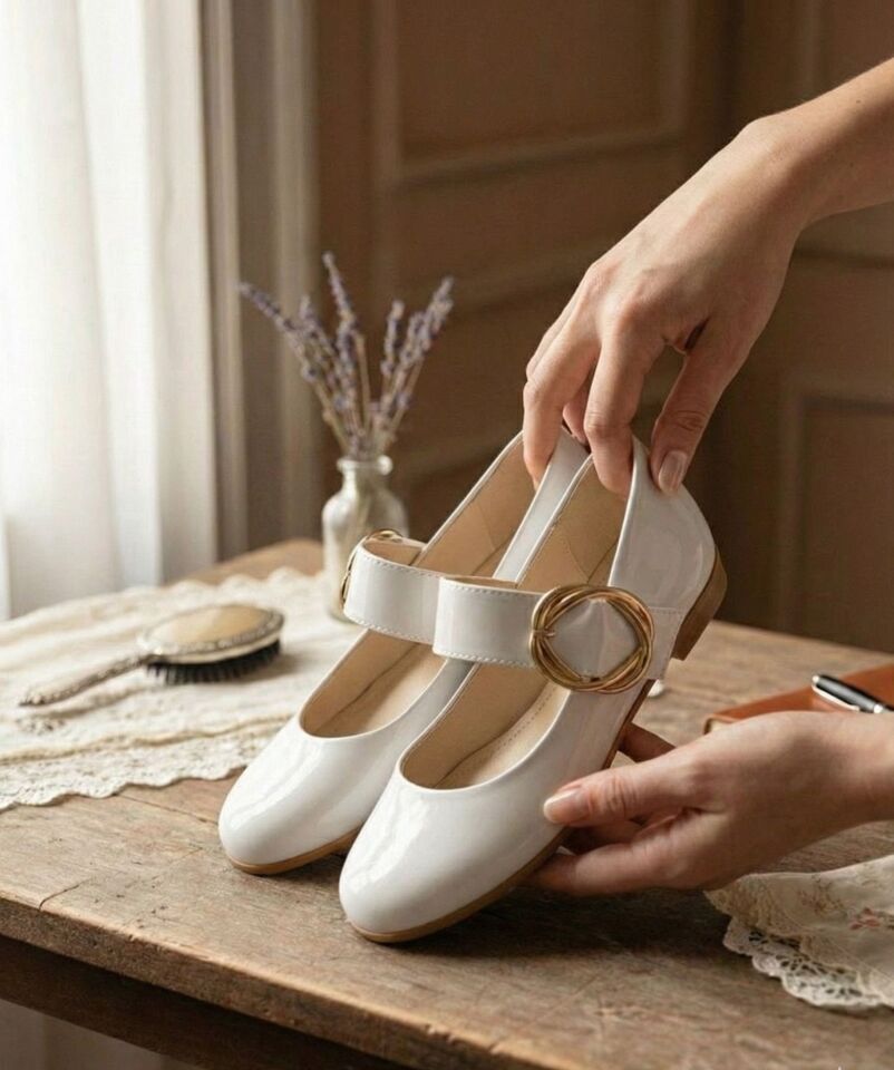 Kadın Günlük Rahat Babet Kalın Kemerli Kadın Babet RUGAN BEYAZ - 40