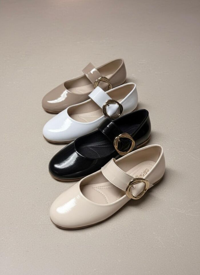 Kadın Günlük Rahat Babet Kalın Kemerli Kadın Babet RUGAN SİYAH - 38