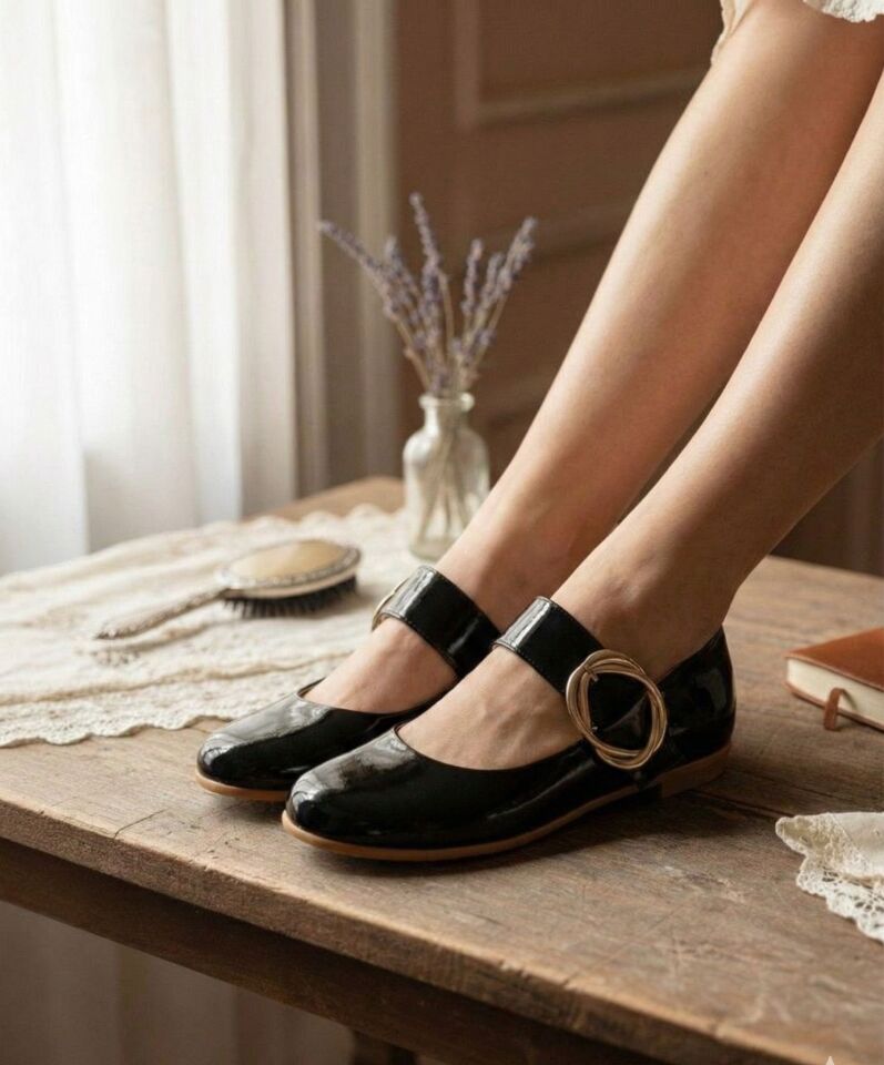 Kadın Günlük Rahat Babet Kalın Kemerli Kadın Babet RUGAN SİYAH - 40