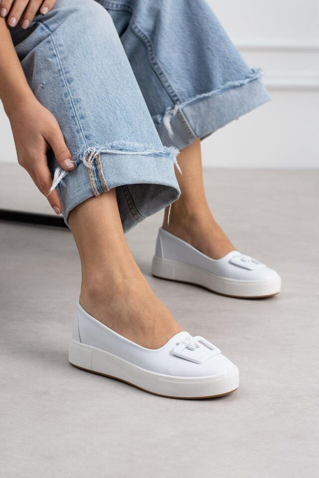 Elisa Modern Tokalı Günlük Casual Kadın Ayakkabı BEYAZ - 40