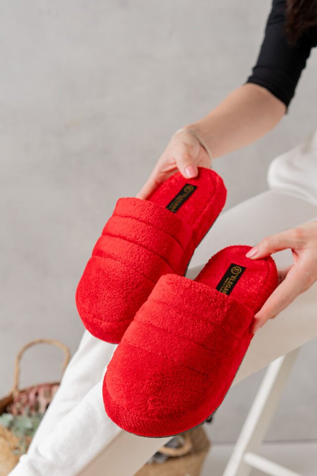 3'lü Sessiz Taban Kadın Terlik Kapalı Ev Terliği Misafir Terliği Çeyiz Bohça Terliği ÜÇLÜ ATOM - 38