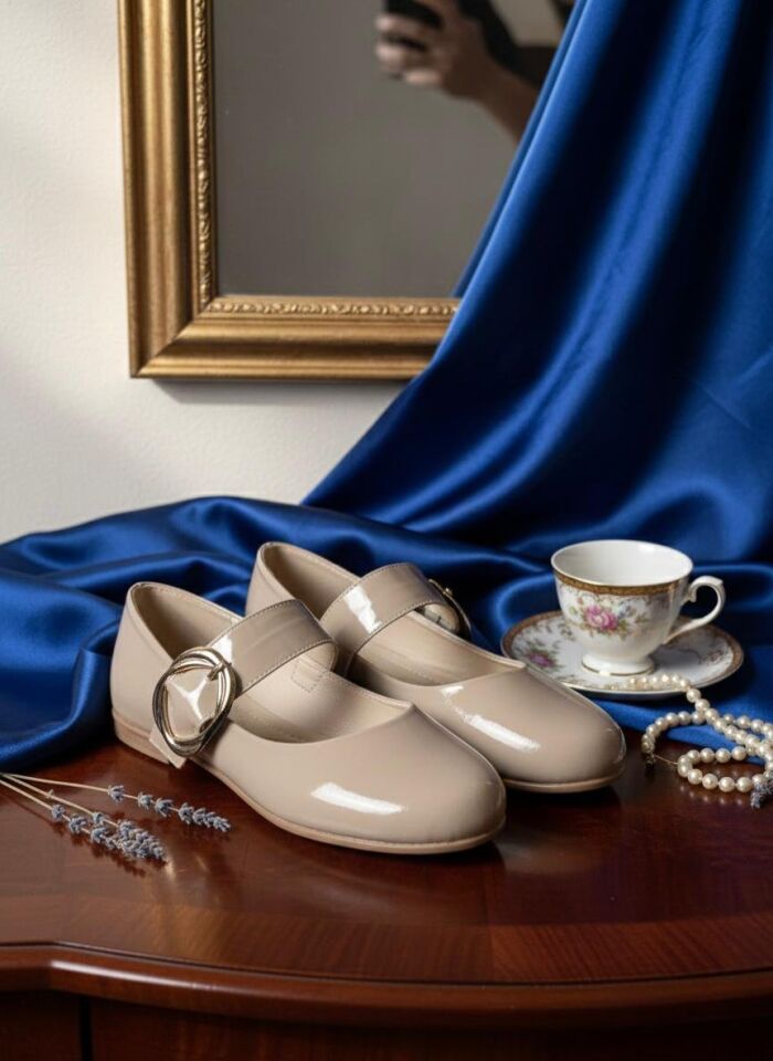 Kadın Günlük Rahat Babet Kalın Kemerli Kadın Babet RUGAN VİZON - 40