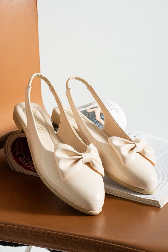 Günlük Arkası Açık Babet Kurdele Tokalı KREM - 37