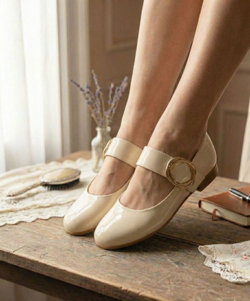 Kadın Günlük Rahat Babet Kalın Kemerli Kadın Babet RUGAN KREM - 37