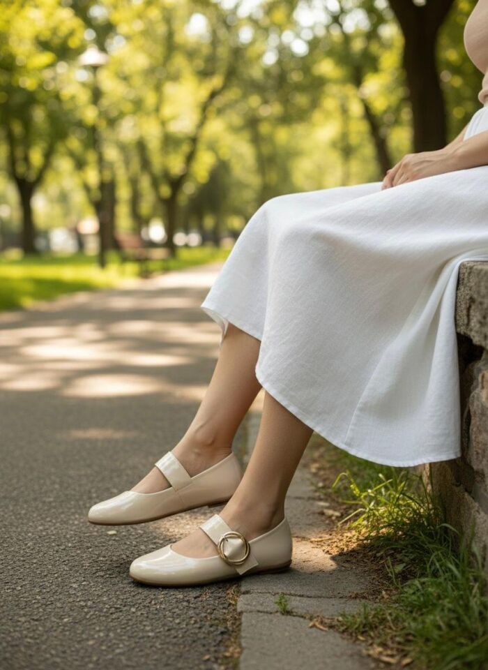 Kadın Günlük Rahat Babet Kalın Kemerli Kadın Babet RUGAN KREM - 40