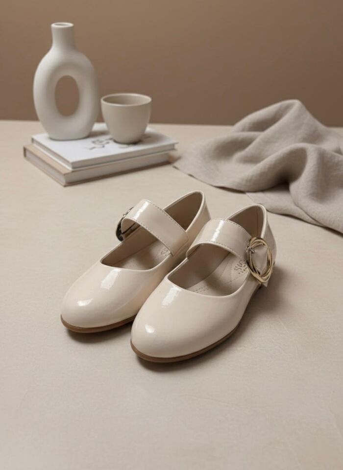 Kadın Günlük Rahat Babet Kalın Kemerli Kadın Babet RUGAN KREM - 40