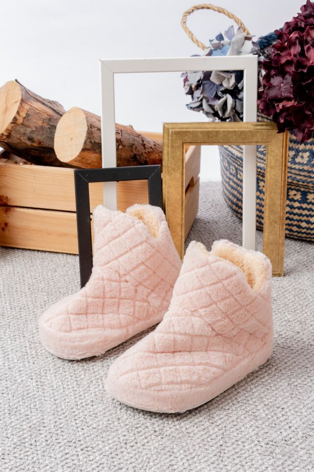 Kadın Panduf Ev Botu Ev Ayakkabısı Kalın Hafif Taban AÇIK PUDRA - 38