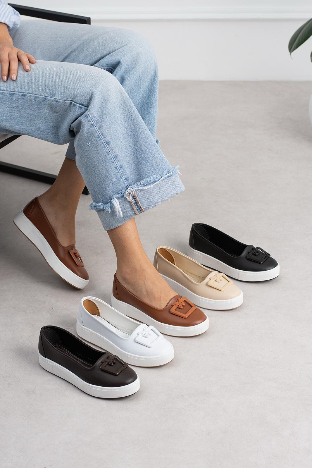 Elisa Modern Tokalı Günlük Casual Kadın Ayakkabı KREM - 38