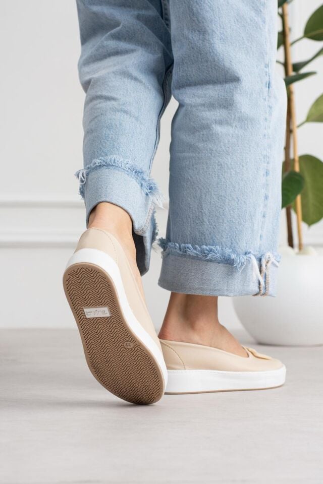 Elisa Modern Tokalı Günlük Casual Kadın Ayakkabı KREM - 38
