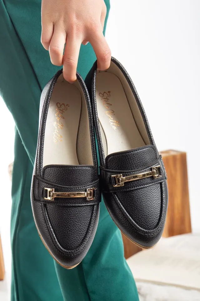 Kadın Babet Toka Detaylı Şık Rahat Ortopedik Günlük Ayakkabı 36 - SİYAH