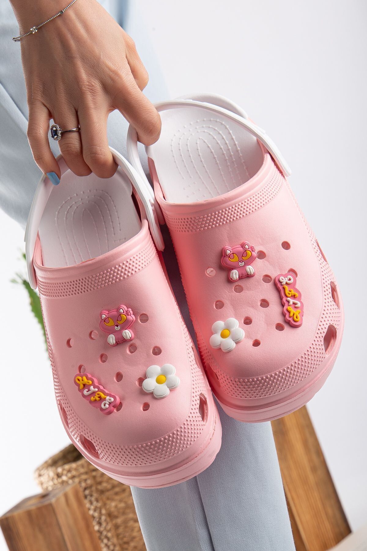 Unisex Deniz Sabo Doktor Hemşire Hastane Confort Sandalet PUDRA - 37