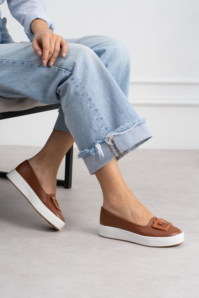 Elisa Modern Tokalı Günlük Casual Kadın Ayakkabı TABA - 39