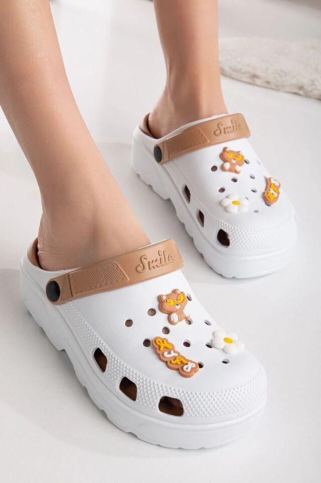 Unisex Deniz Sabo Doktor Hemşire Hastane Confort Sandalet PUDRA - 40