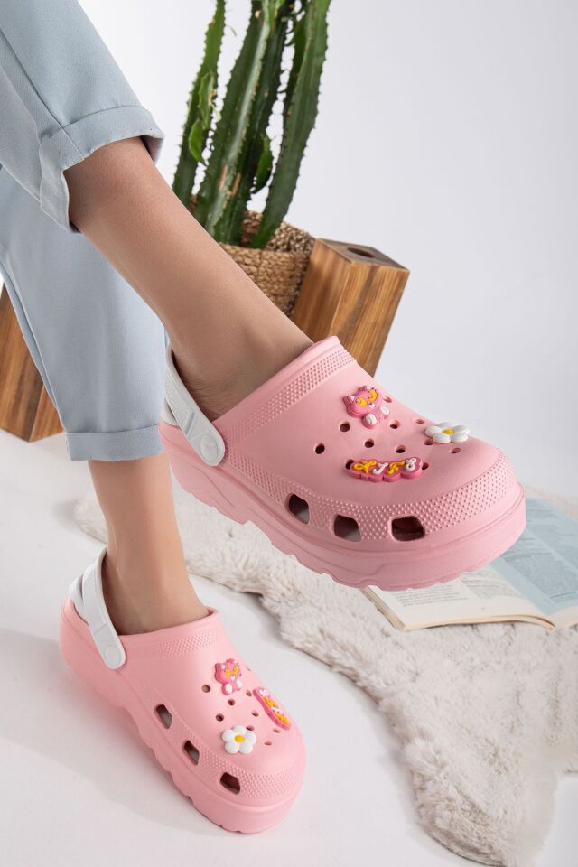 Unisex Deniz Sabo Doktor Hemşire Hastane Confort Sandalet PUDRA - 40