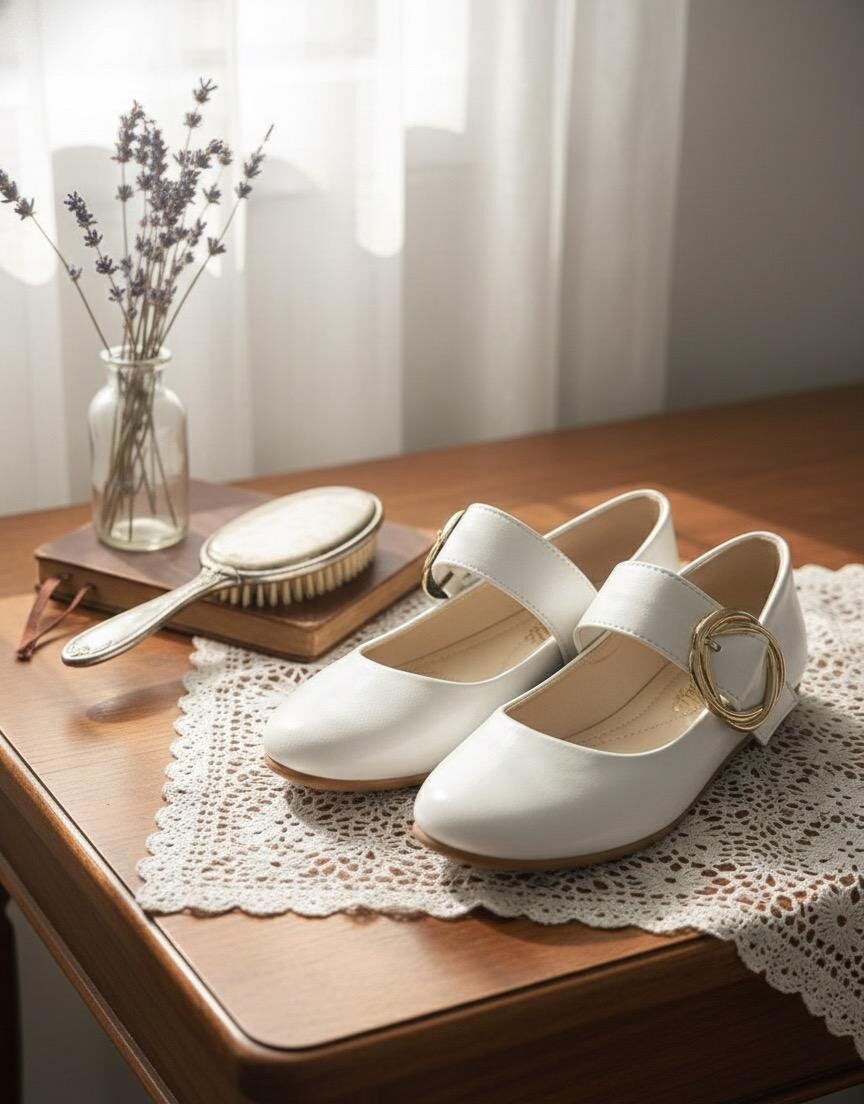 Kadın Günlük Rahat Babet Kalın Kemerli Kadın Babet MAT BEYAZ - 37