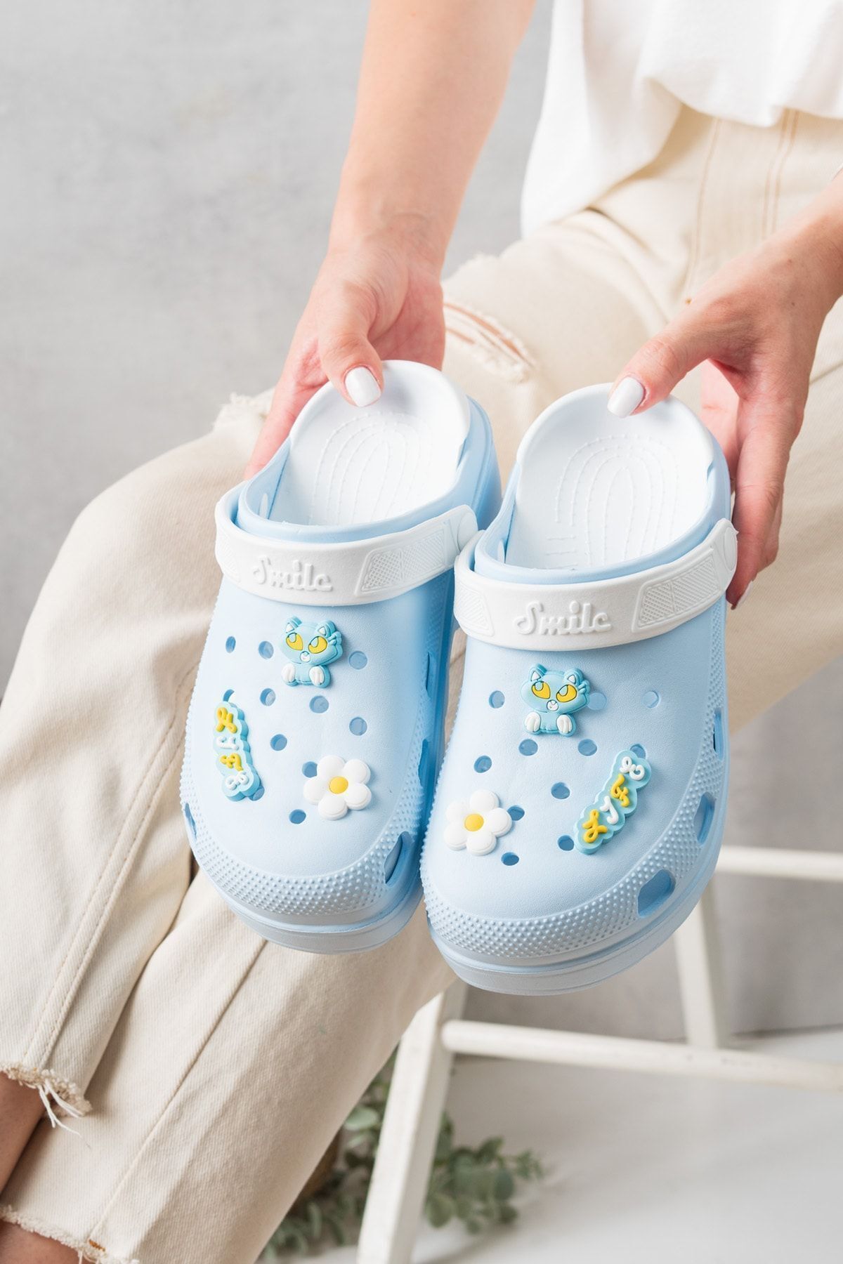 Unisex Deniz Sabo Doktor Hemşire Hastane Confort Sandalet BEBE MAVİSİ - 38