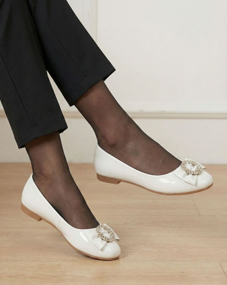 Kadın Günlük Rahat Güneş Aksesuarlı Kadın Babet RUGAN BEYAZ - 37