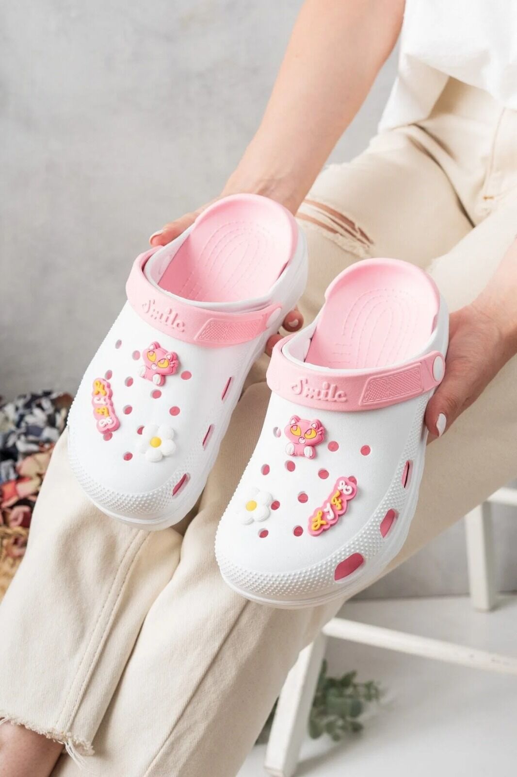 Unisex Deniz Sabo Doktor Hemşire Hastane Confort Sandalet BEYAZ - 36
