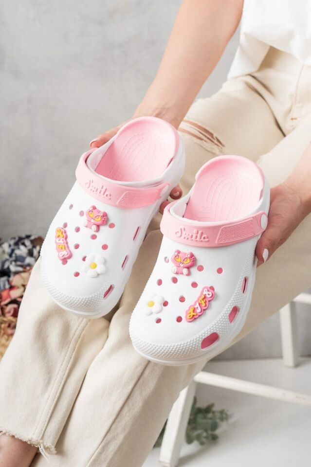 Unisex Deniz Sabo Doktor Hemşire Hastane Confort Sandalet BEYAZ - 36