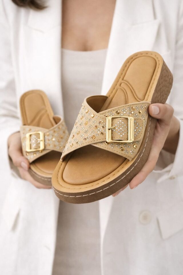 Ultra Konfor Kadın Terliği İçi Pedli, Ortopedik, Yumuşak Taban KREM - 40