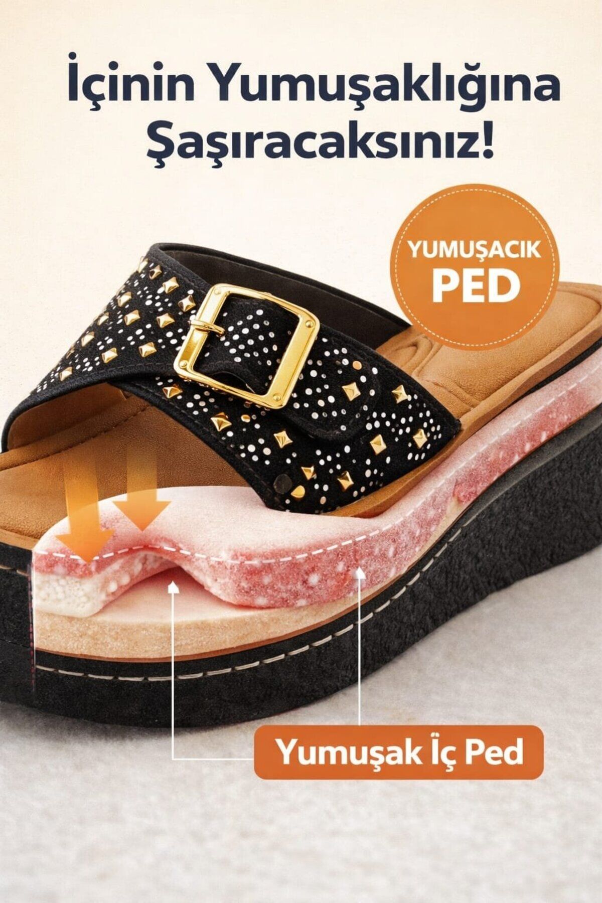 Ultra Konfor Kadın Terliği İçi Pedli, Ortopedik, Yumuşak Taban SİYAH - 38