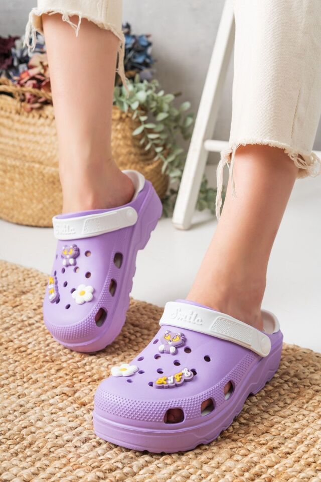Unisex Deniz Sabo Doktor Hemşire Hastane Confort Sandalet LİLA - 40