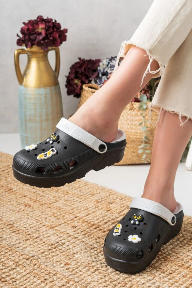 Unisex Deniz Sabo Doktor Hemşire Hastane Confort Sandalet SİYAH - 39