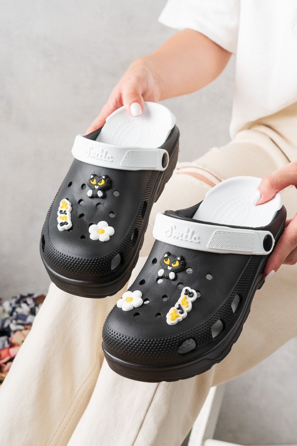 Unisex Deniz Sabo Doktor Hemşire Hastane Confort Sandalet SİYAH - 39