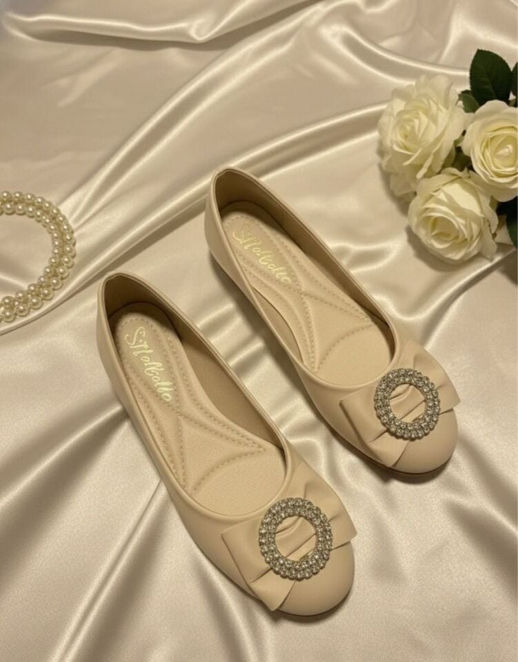 Kadın Günlük Rahat Güneş Aksesuarlı Kadın Babet MAT KREM - 37