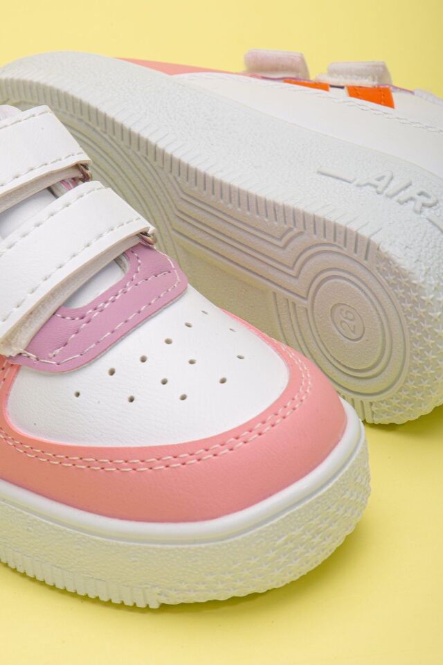 Kids Unisex Bebek Çocuk Spor Ayakkabı Sneakers Okul Ayakkabısı PEMBE-TURUNCU - 20