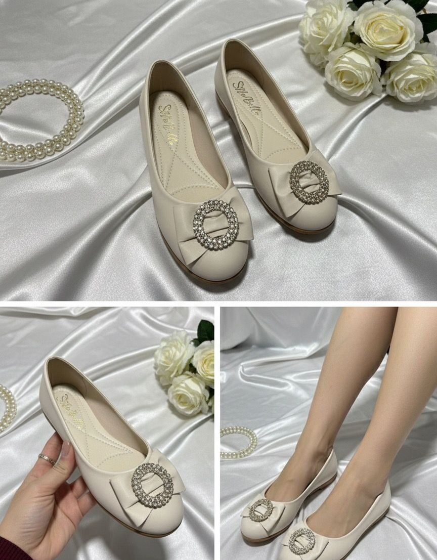 Kadın Günlük Rahat Güneş Aksesuarlı Kadın Babet MAT KREM - 40