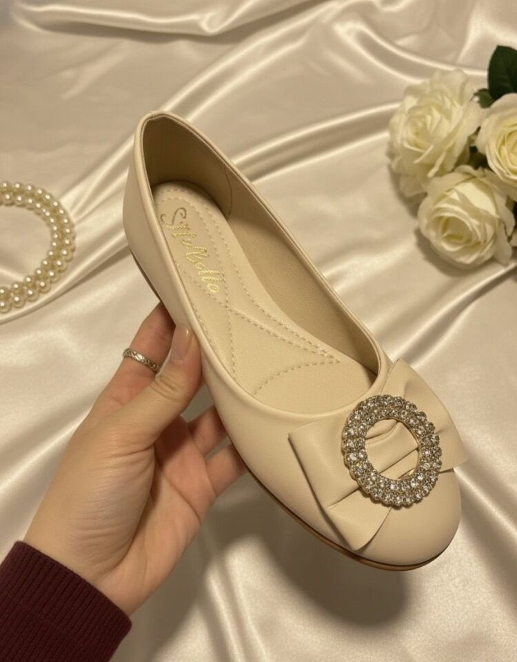 Kadın Günlük Rahat Güneş Aksesuarlı Kadın Babet MAT KREM - 40