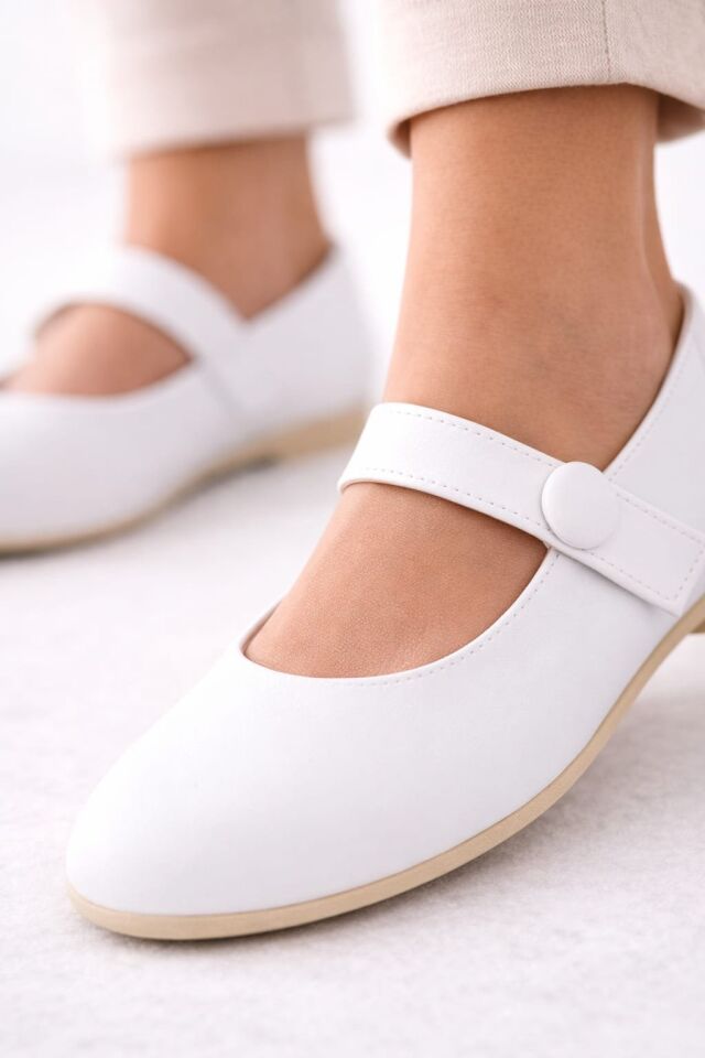 Ofis Şıklığı Sivri Burun Düğmeli Lastikli Babet SİYAH - 40