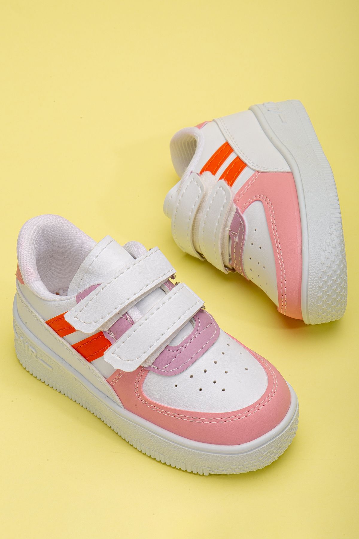 Kids Unisex Bebek Çocuk Spor Ayakkabı Sneakers Okul Ayakkabısı PEMBE-TURUNCU - 22