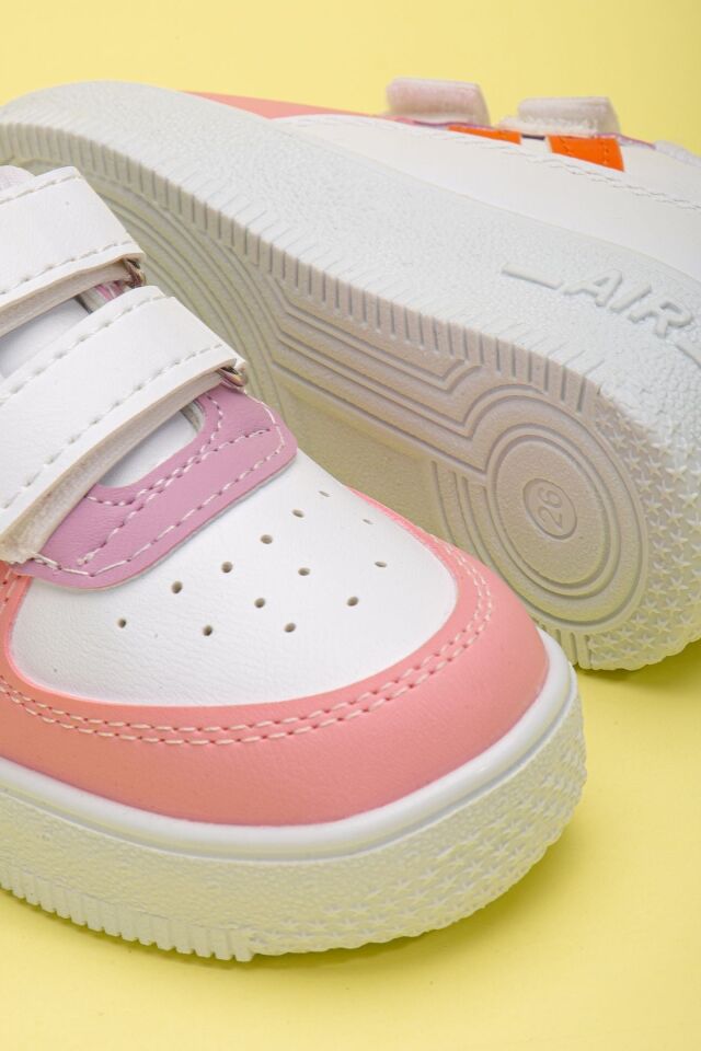 Kids Unisex Bebek Çocuk Spor Ayakkabı Sneakers Okul Ayakkabısı PEMBE-TURUNCU - 24