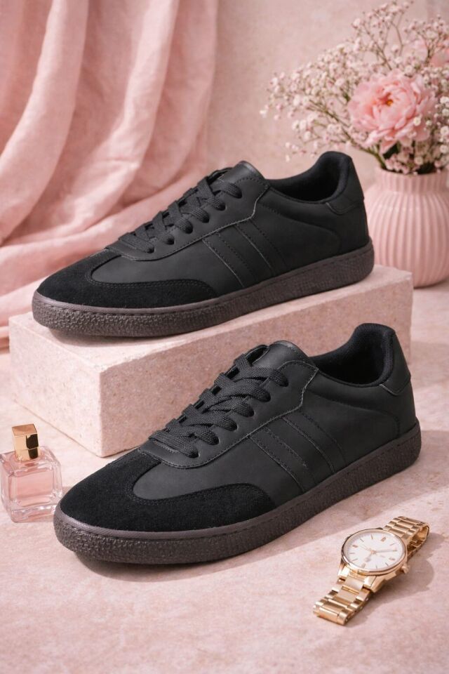 Unisex Spor Ayakkabı Günlük Casual Sneakers SİYAH-SİYAH - 39