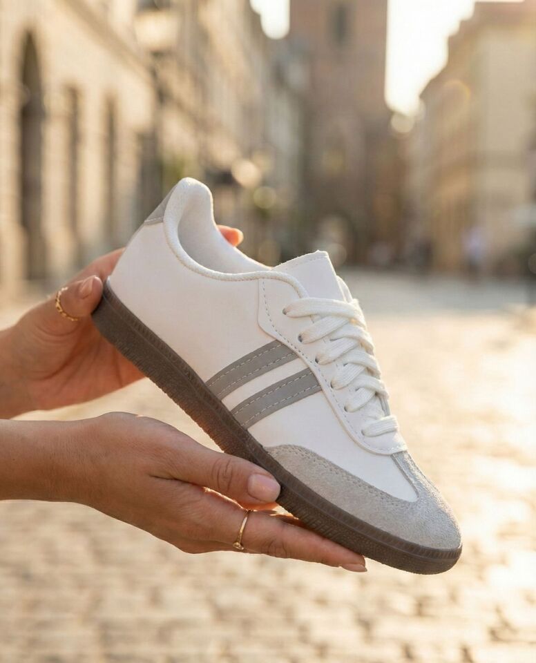 Unisex Spor Ayakkabı Günlük Casual Sneakers BEYAZ-GÜMÜŞ - 36