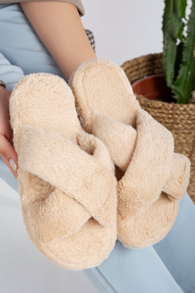 Kadın Ev Terliği Çapraz Bantlı Misafirlik Çeyizlik Eva Taban Terlik