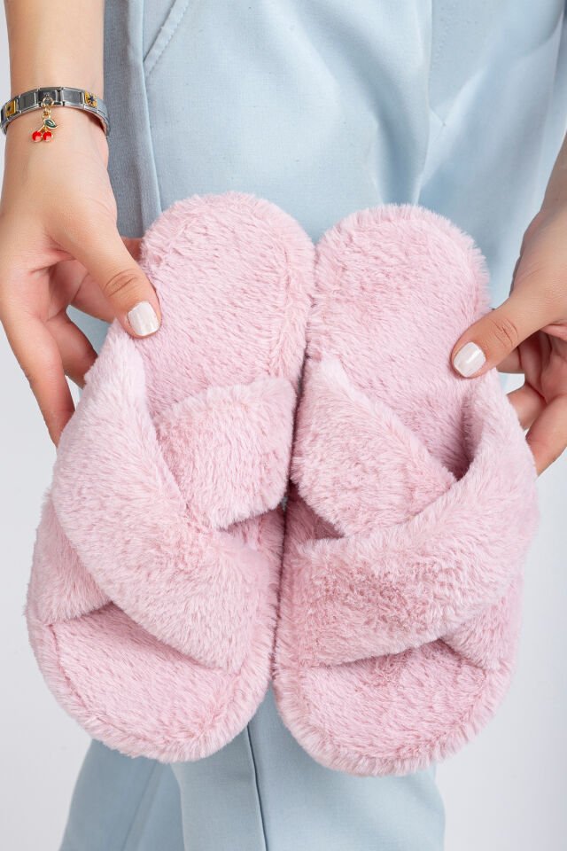 Kadın Ev Terliği Çapraz Bantlı Misafirlik Çeyizlik Eva Taban Terlik